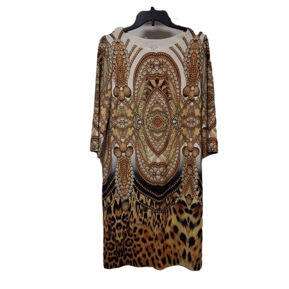 CHICO's Stretchable Jewel Leopard Print 3/4 Sleeve size 1/Medium